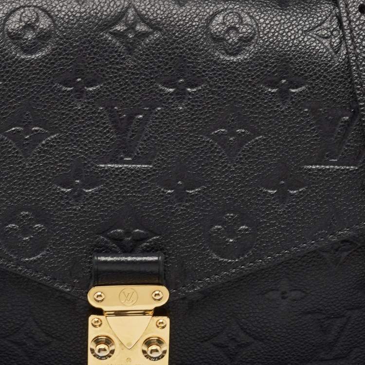 Pre Owned Louis Vuitton Black Monogram Empreinte Leather Pochette Metis Bag