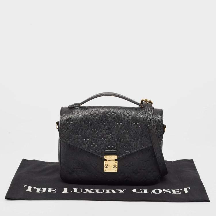 Pre Owned Louis Vuitton Black Monogram Empreinte Leather Pochette Metis Bag