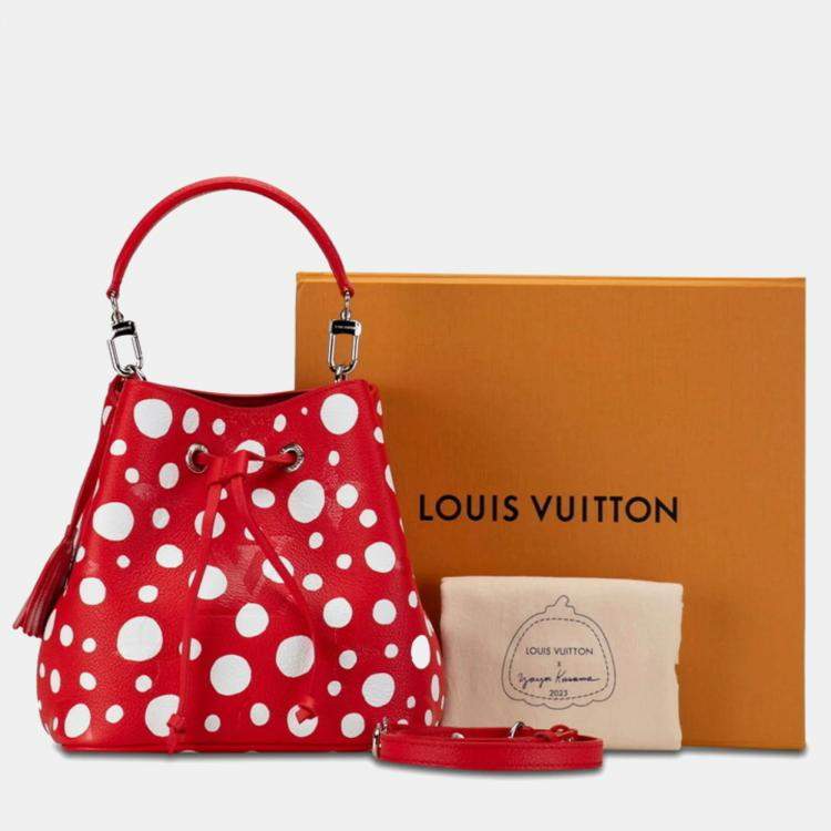 Pre Owned Louis Vuitton x Yayoi Kusama Red/White Leather BB NeoNoe Hobos
