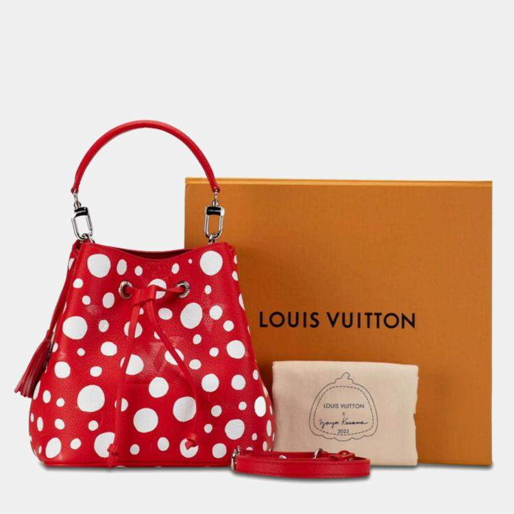 Pre Owned Louis Vuitton x Yayoi Kusama Red/White Leather BB NeoNoe Hobos