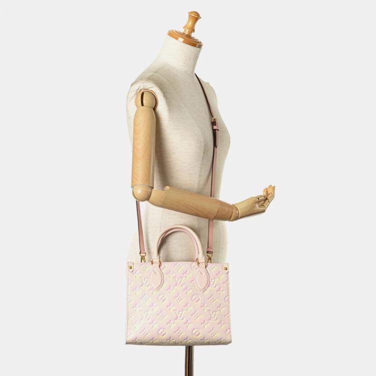 Pre Owned Louis Vuitton Pink Monogram Empreinte Summer Stardust OnTheGo PM Tote Bag