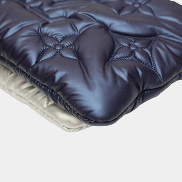 Pre Owned Louis Vuitton Navy/Silver Monogram Quilted Econyl Nylon Maxi Multi Pochette Accessoires