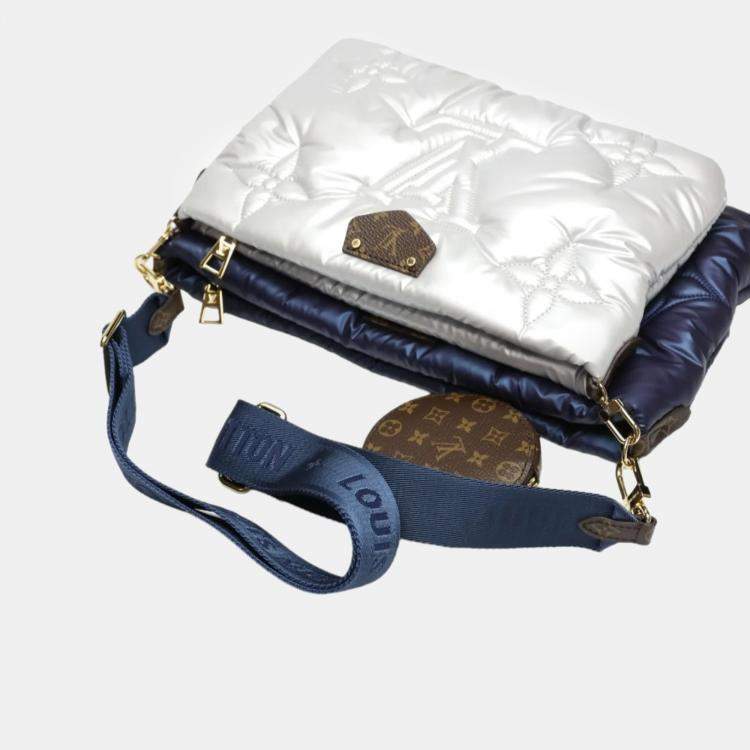 Pre Owned Louis Vuitton Navy/Silver Monogram Quilted Econyl Nylon Maxi Multi Pochette Accessoires