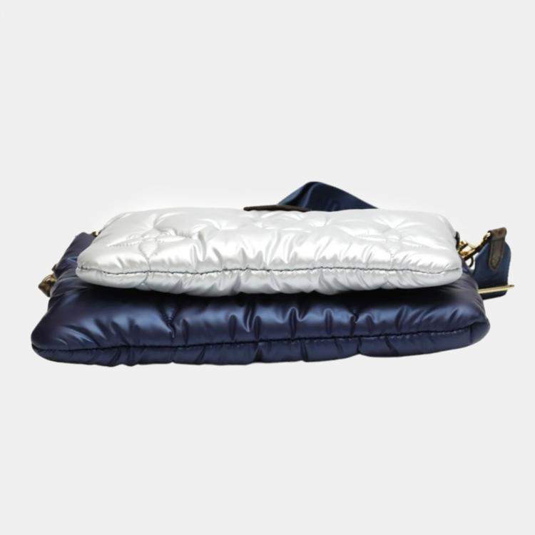 Pre Owned Louis Vuitton Navy/Silver Monogram Quilted Econyl Nylon Maxi Multi Pochette Accessoires
