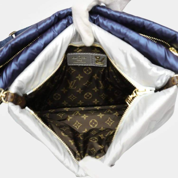 Pre Owned Louis Vuitton Navy/Silver Monogram Quilted Econyl Nylon Maxi Multi Pochette Accessoires