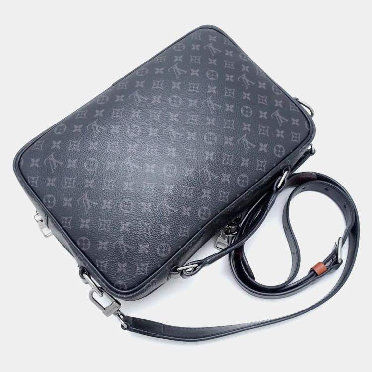 Pre Owned Louis Vuitton Black Canvas and Leather Monogram Eclipse Patchwork Messenger Bag