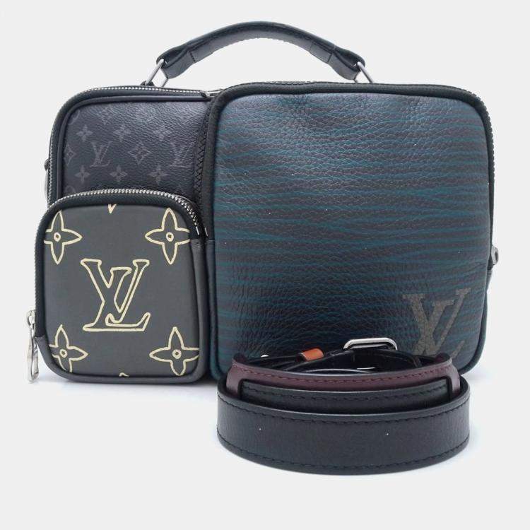 Pre Owned Louis Vuitton Black Canvas and Leather Monogram Eclipse Patchwork Messenger Bag