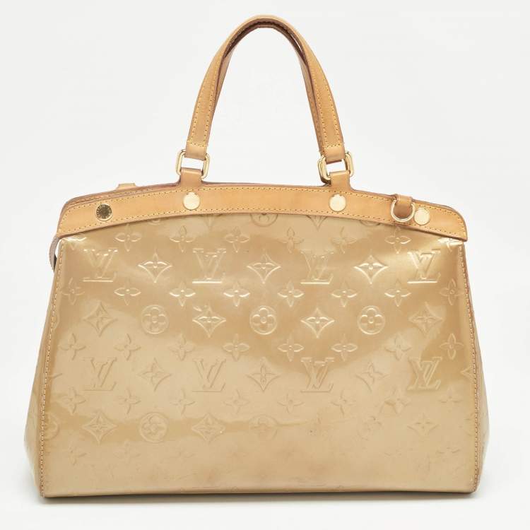 Pre Owned Louis Vuitton Beige Poudre Monogram Vernis Brea MM Bag