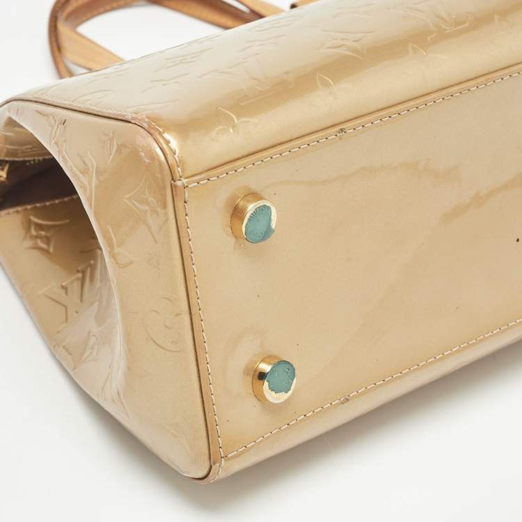 Pre Owned Louis Vuitton Beige Poudre Monogram Vernis Brea MM Bag