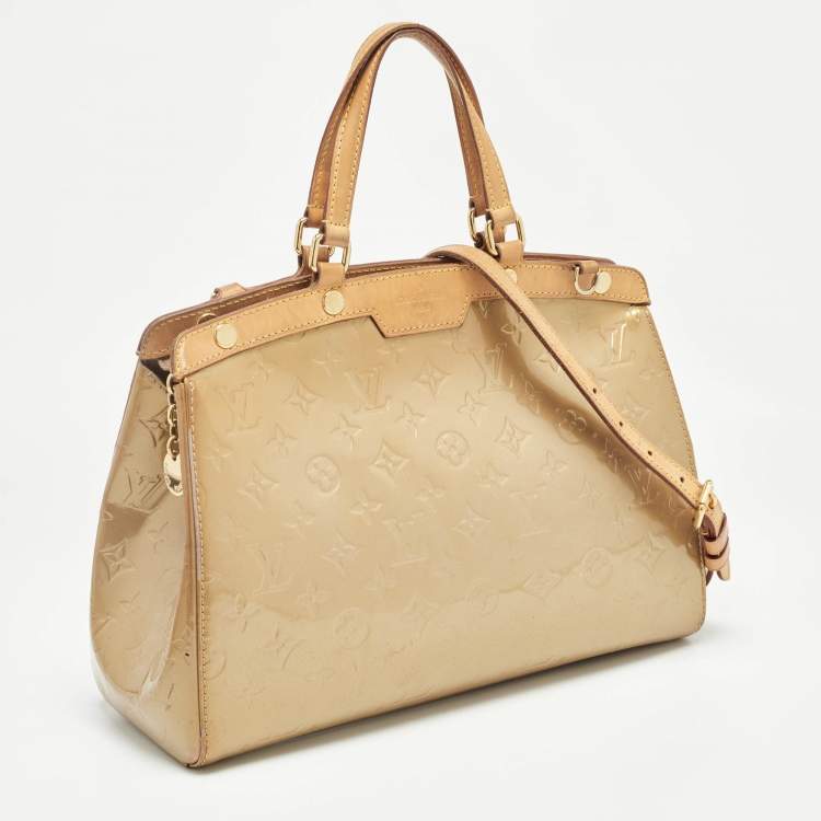 Pre Owned Louis Vuitton Beige Poudre Monogram Vernis Brea MM Bag