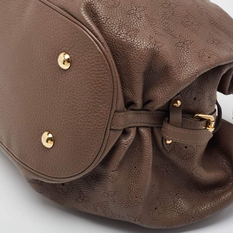 Pre Owned Louis Vuitton Moka Monogram Mahina Leather Surya L Bag