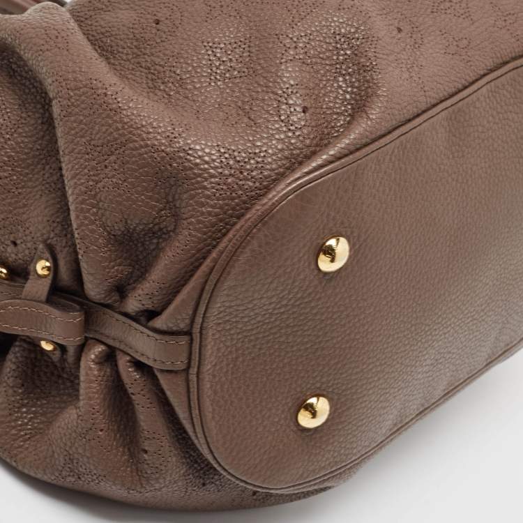 Pre Owned Louis Vuitton Moka Monogram Mahina Leather Surya L Bag