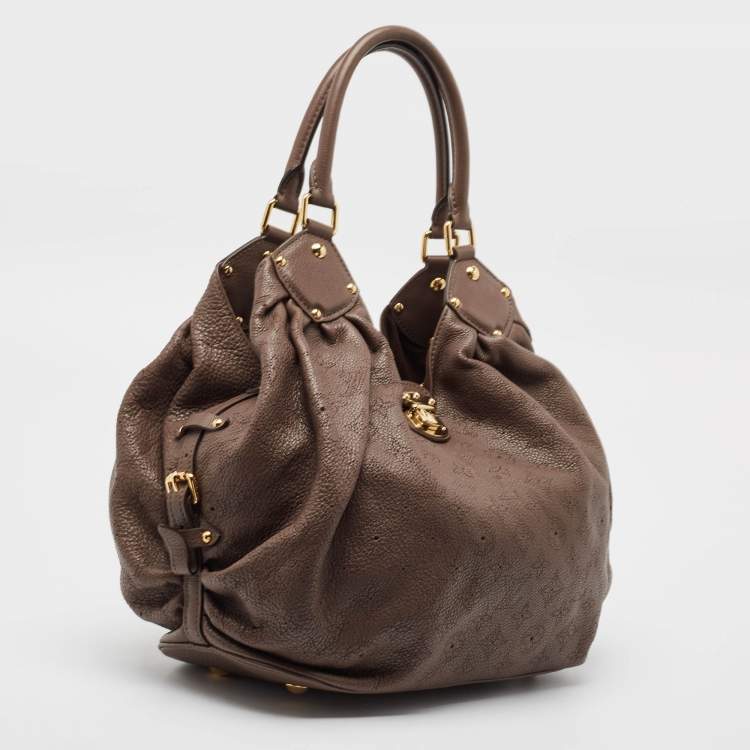 Pre Owned Louis Vuitton Moka Monogram Mahina Leather Surya L Bag
