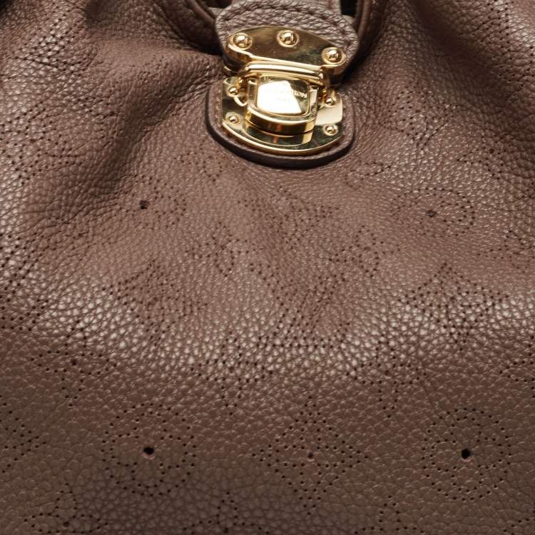 Pre Owned Louis Vuitton Moka Monogram Mahina Leather Surya L Bag