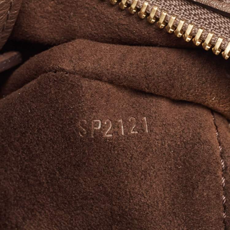 Pre Owned Louis Vuitton Moka Monogram Mahina Leather Surya L Bag