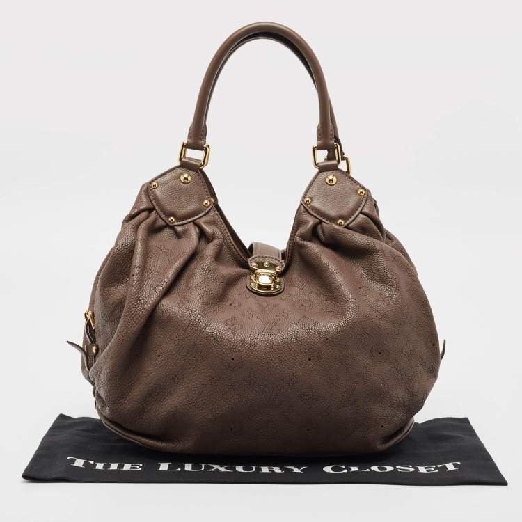 Pre Owned Louis Vuitton Moka Monogram Mahina Leather Surya L Bag