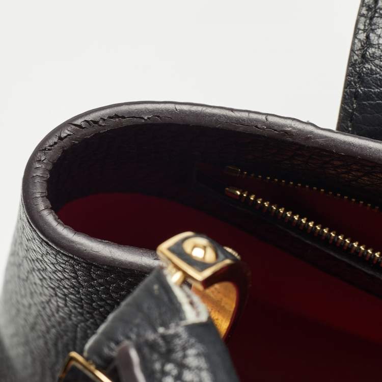 Pre Owned Louis Vuitton Black Taurillon Leather Capucines PM Bag