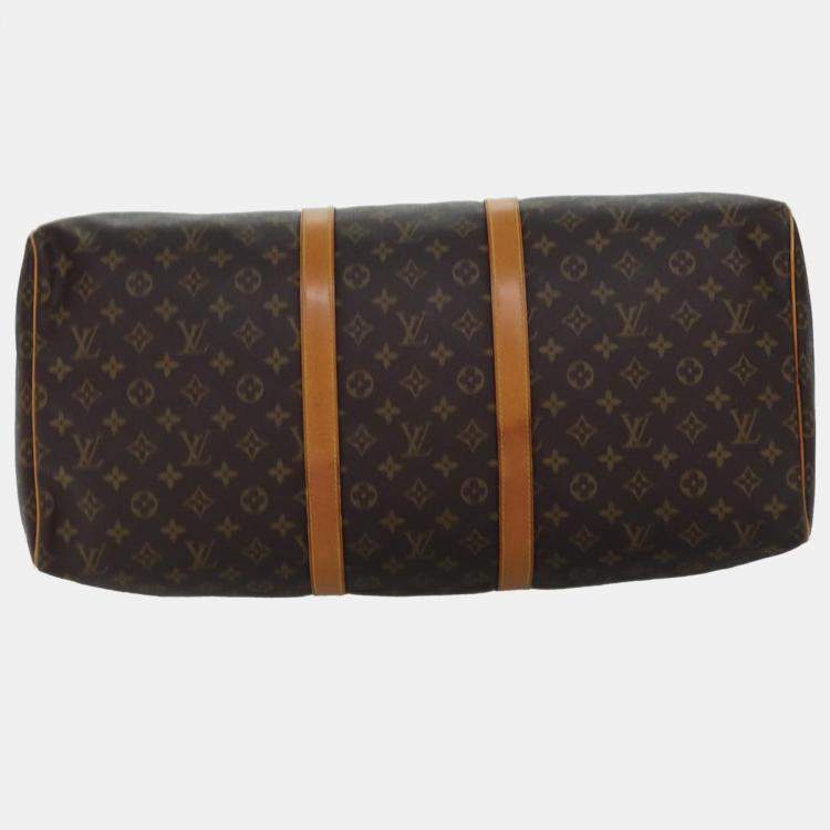 Pre Owned Louis Vuitton Brown Monogram Canvas Keepall 55 Travel Bag