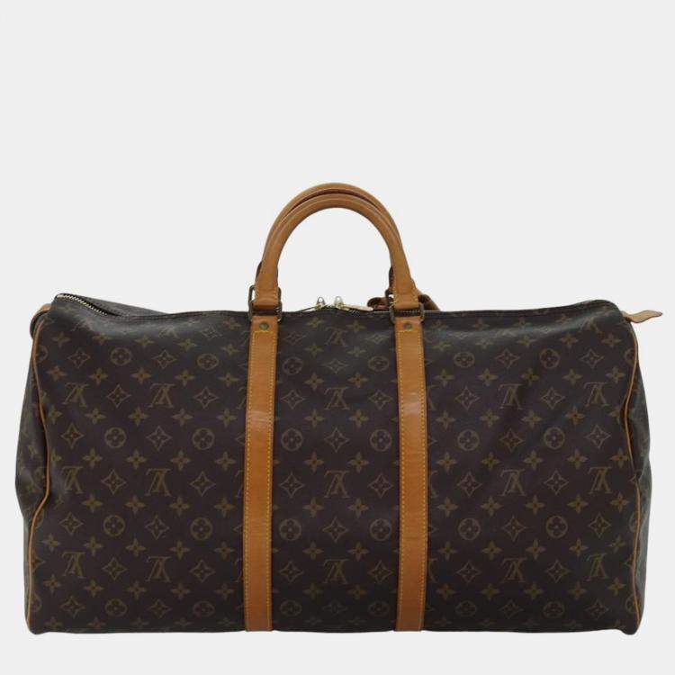 Pre Owned Louis Vuitton Brown Monogram Canvas Keepall 55 Travel Bag
