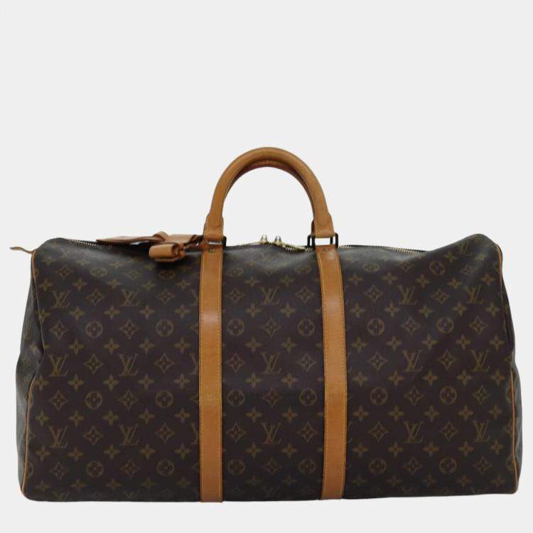 Pre Owned Louis Vuitton Brown Monogram Canvas Keepall 55 Travel Bag