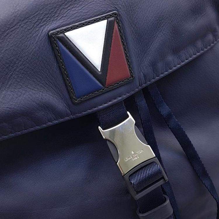 Pre Owned Louis Vuitton Navy Blue V Line Pulse Backpack