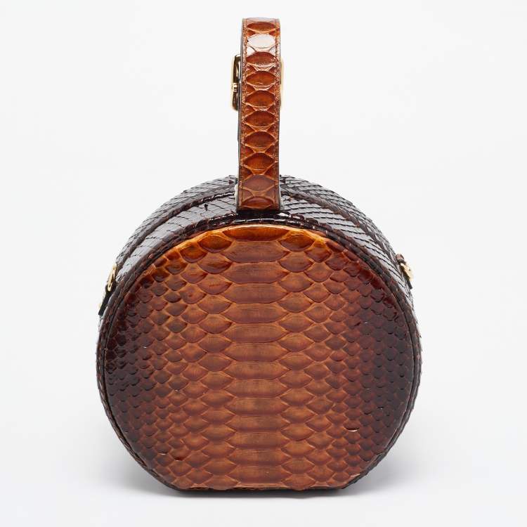 Pre Owned Louis Vuitton Brown Python Petite Boite Chapeau Bag