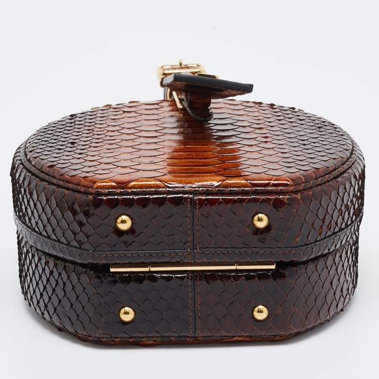 Pre Owned Louis Vuitton Brown Python Petite Boite Chapeau Bag