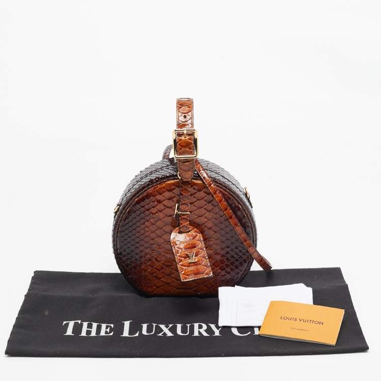 Pre Owned Louis Vuitton Brown Python Petite Boite Chapeau Bag
