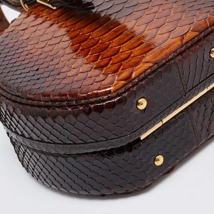 Pre Owned Louis Vuitton Brown Python Petite Boite Chapeau Bag