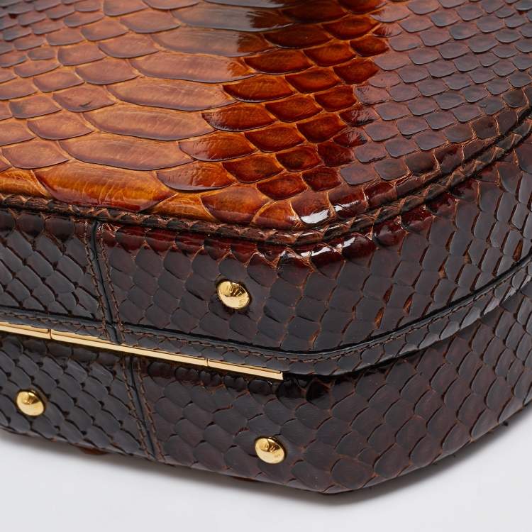 Pre Owned Louis Vuitton Brown Python Petite Boite Chapeau Bag