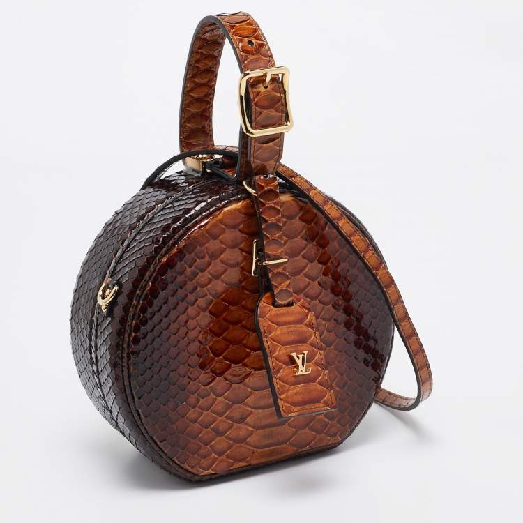 Pre Owned Louis Vuitton Brown Python Petite Boite Chapeau Bag