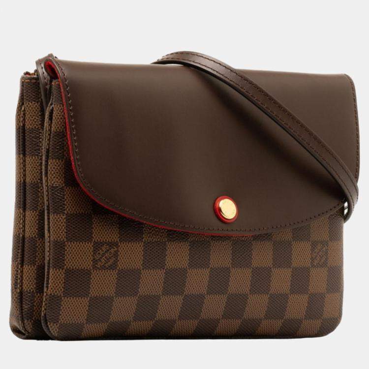 Pre Owned Louis Vuitton Brown Damier Twice Shoulder Bag 