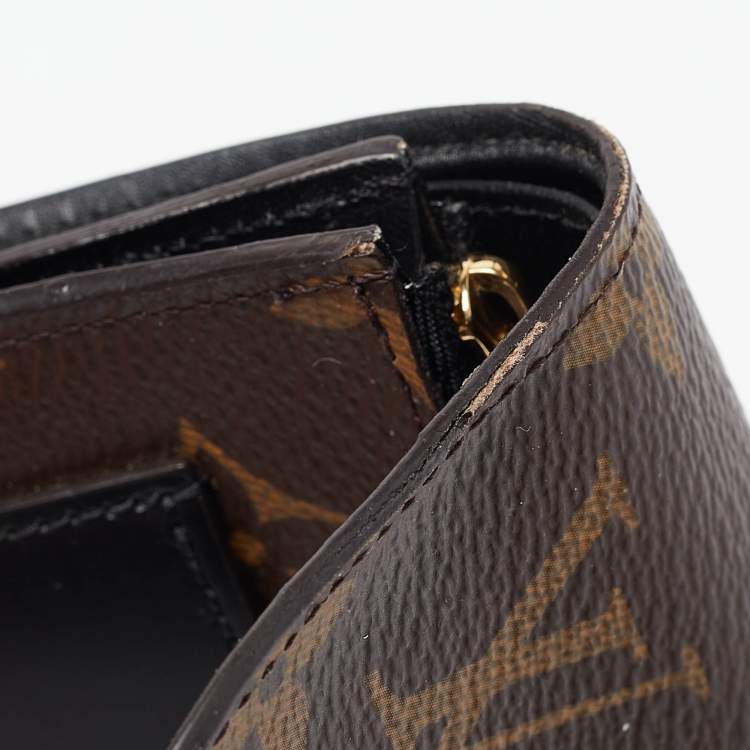 Pre Owned Louis Vuitton Black Monogram Canvas and Leather Flower Lock Wallet