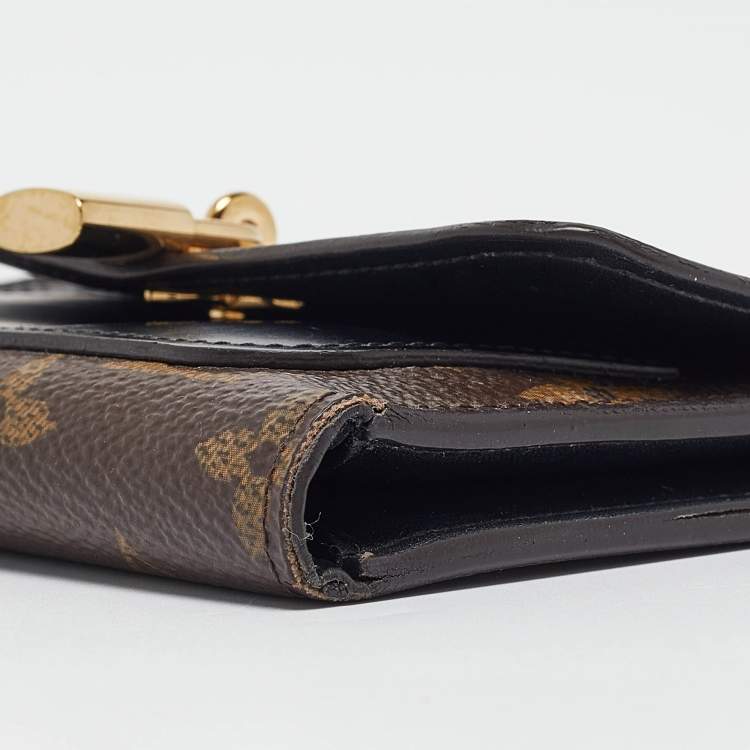 Pre Owned Louis Vuitton Black Monogram Canvas and Leather Flower Lock Wallet