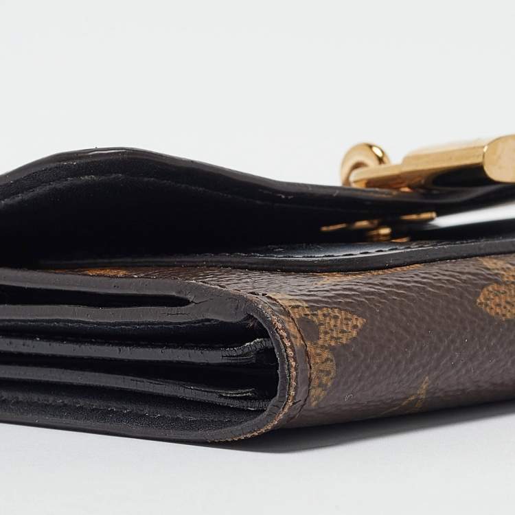 Pre Owned Louis Vuitton Black Monogram Canvas and Leather Flower Lock Wallet