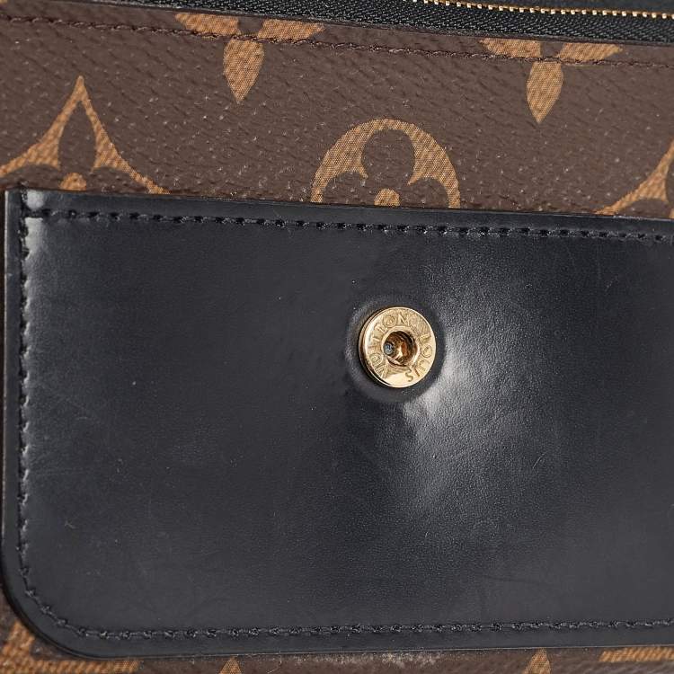 Pre Owned Louis Vuitton Black Monogram Canvas and Leather Flower Lock Wallet