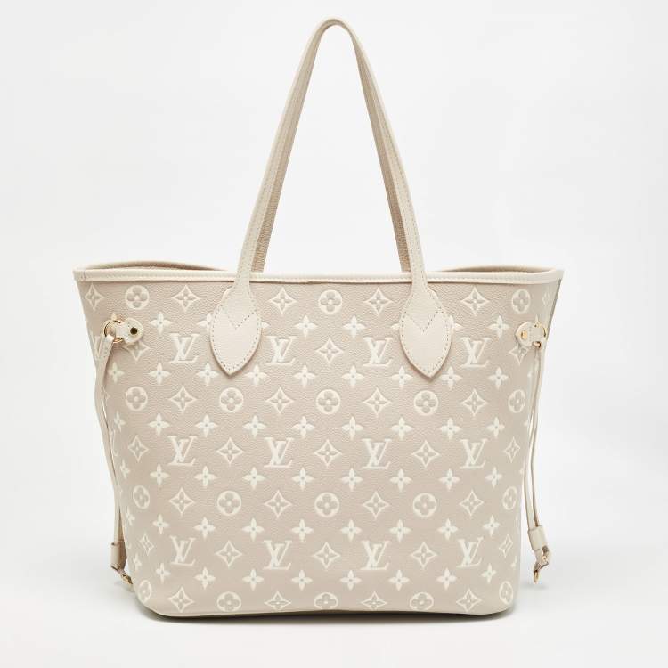 Pre Owned Louis Vuitton Khaki/Beige Monogram Empreinte Leather Spring In The City Neverfull MM Bag