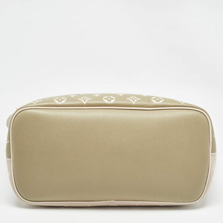 Pre Owned Louis Vuitton Khaki/Beige Monogram Empreinte Leather Spring In The City Neverfull MM Bag