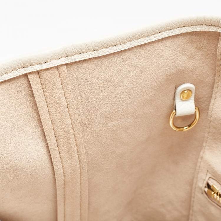Pre Owned Louis Vuitton Khaki/Beige Monogram Empreinte Leather Spring In The City Neverfull MM Bag