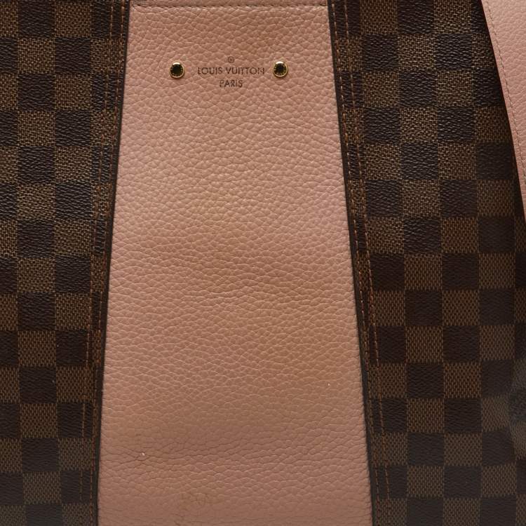 Pre Owned Louis Vuitton Magnolia Damier Ebene Canvas and Taurillon Leather Jersey Bag