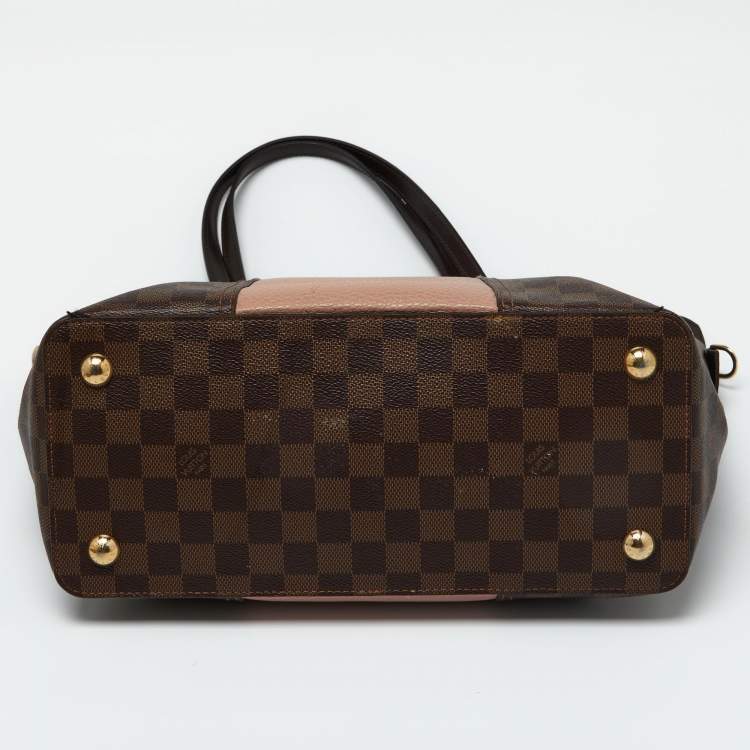 Pre Owned Louis Vuitton Magnolia Damier Ebene Canvas and Taurillon Leather Jersey Bag