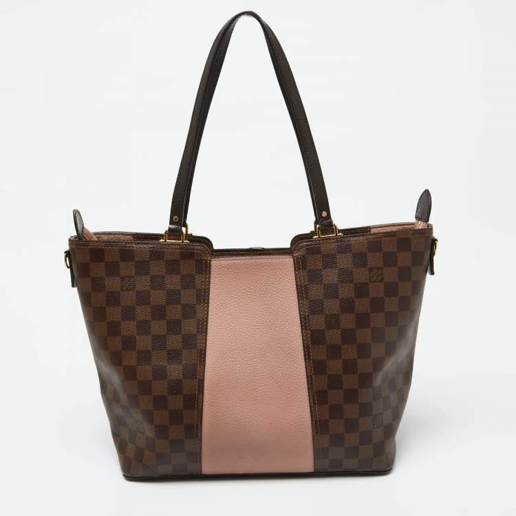 Pre Owned Louis Vuitton Magnolia Damier Ebene Canvas and Taurillon Leather Jersey Bag