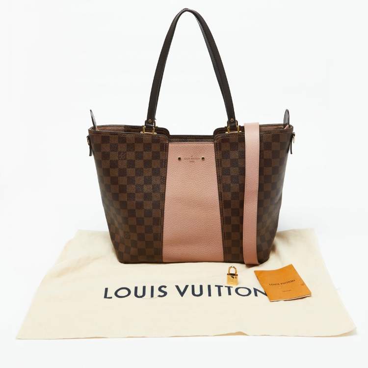 Pre Owned Louis Vuitton Magnolia Damier Ebene Canvas and Taurillon Leather Jersey Bag