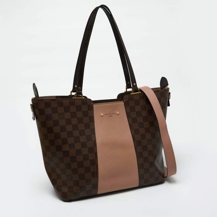 Pre Owned Louis Vuitton Magnolia Damier Ebene Canvas and Taurillon Leather Jersey Bag