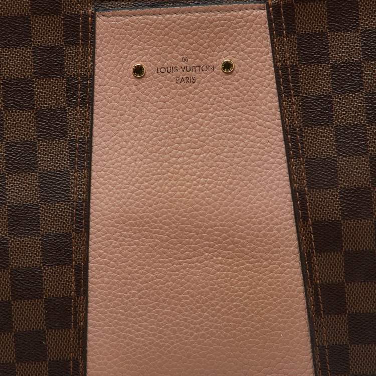 Pre Owned Louis Vuitton Magnolia Damier Ebene Canvas and Taurillon Leather Jersey Bag