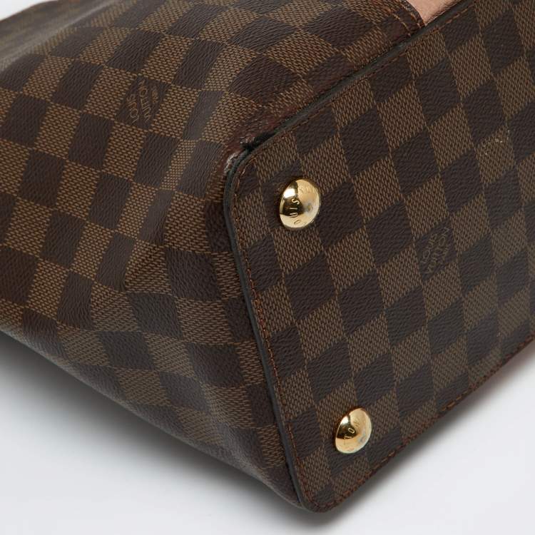 Pre Owned Louis Vuitton Magnolia Damier Ebene Canvas and Taurillon Leather Jersey Bag