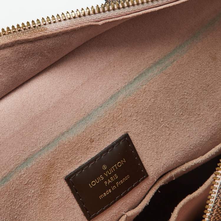 Pre Owned Louis Vuitton Magnolia Damier Ebene Canvas and Taurillon Leather Jersey Bag