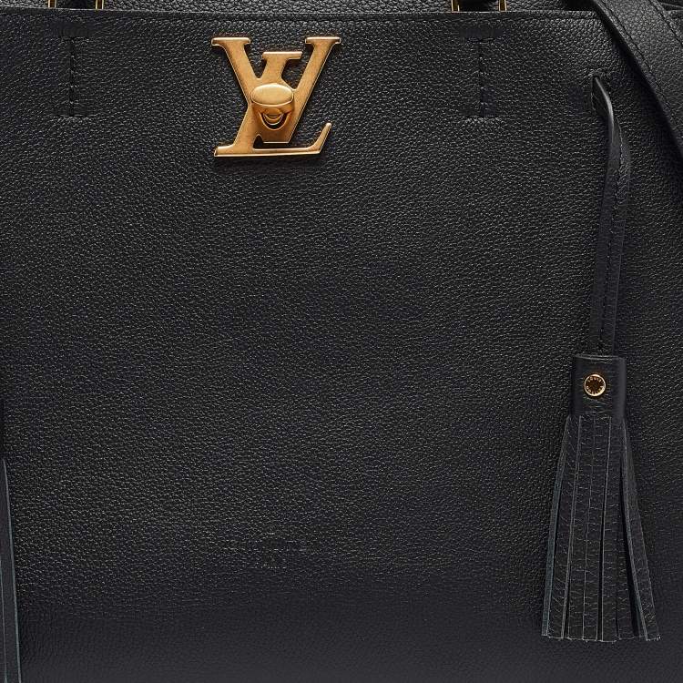Pre Owned Louis Vuitton Black Leather Lockme Day MM Bag