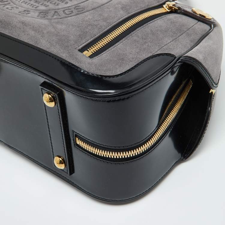 Pre Owned Louis Vuitton Grey Suede and Leather Limited Edition Havane Stamped Trunk GM Bag