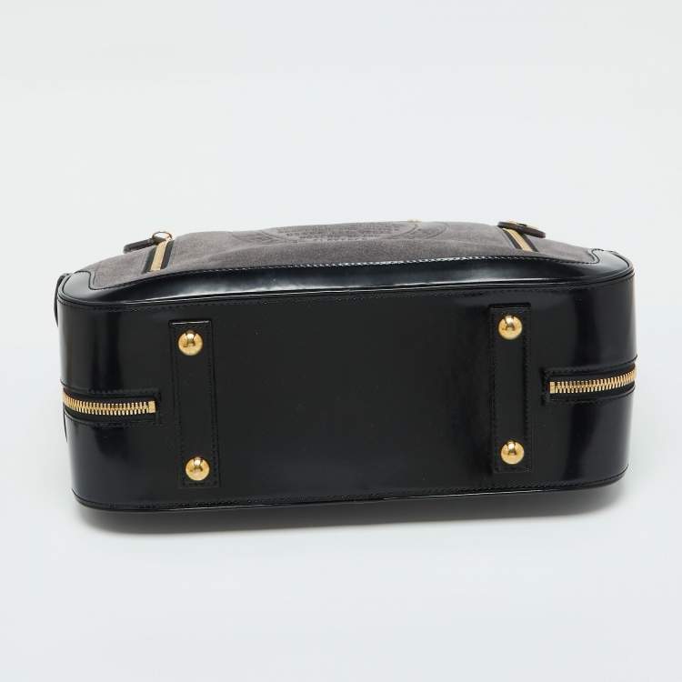Pre Owned Louis Vuitton Grey Suede and Leather Limited Edition Havane Stamped Trunk GM Bag